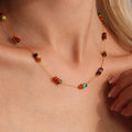 Gold Stainless Steel Multicolor Natural Stone Bead Necklace Bracelet view 4