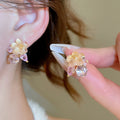 Pastel Crystal Flower Cluster Stud Earrings Fashion Jewelry view 1