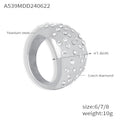 Wide Dome Crystal Pave Statement Ring Gold Steel Tone Band view 6