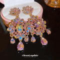 Iridescent Crystal Floral Chandelier Drop Earrings view 4