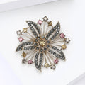 Radiating Crystal Flower Brooch in Coffee and Pink Tones view 4