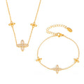 Four Leaf Flower Zircon Necklace Bracelet Snake Chain Set view 5