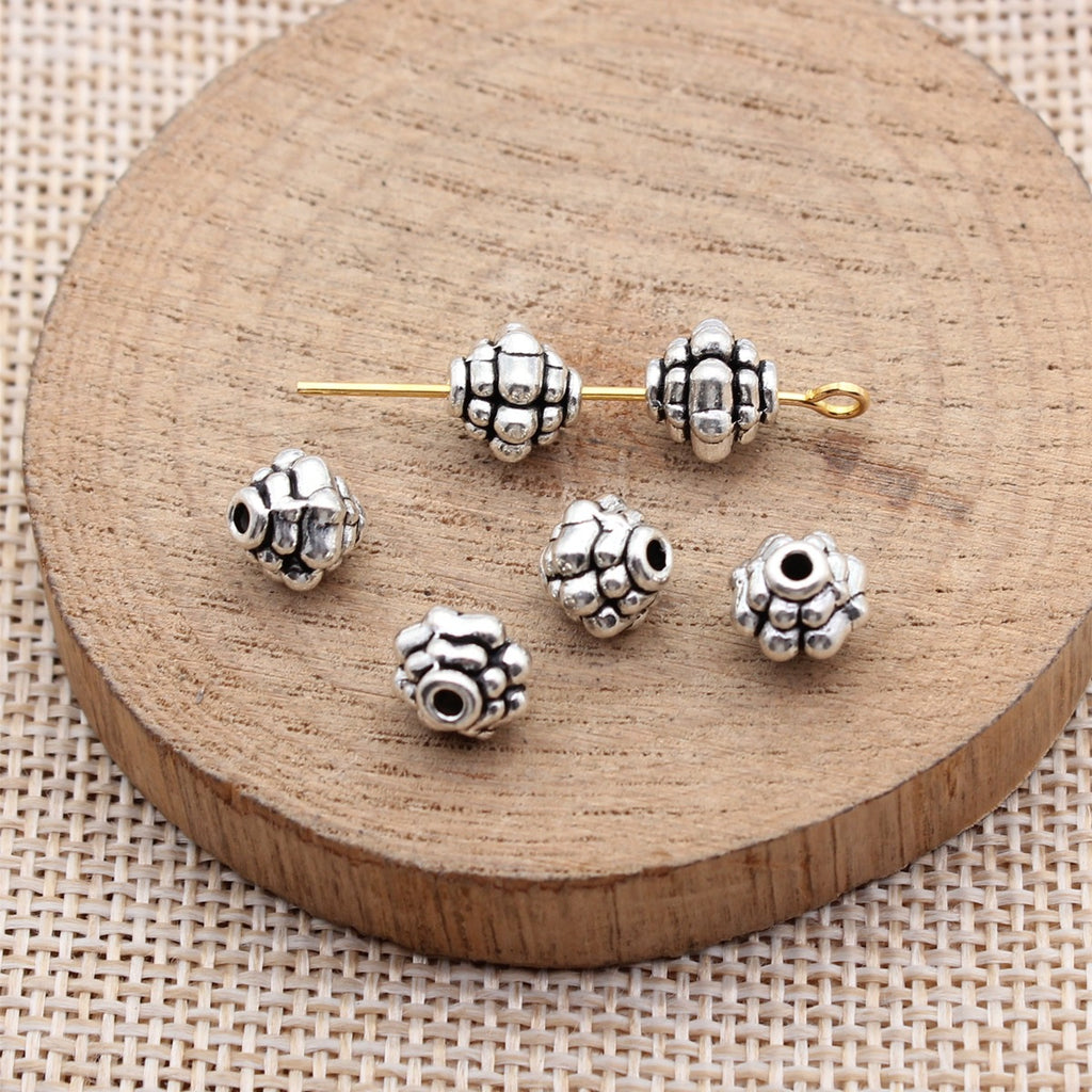 7.6x7.6x7.6mm 1g Antique Silver Zinc Alloy Plain Small Hole Spacer Beads for Garment and Jewelry Making