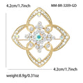 Four Petal Filigree Flower Brooch Pin in Two Metal Tones view 4