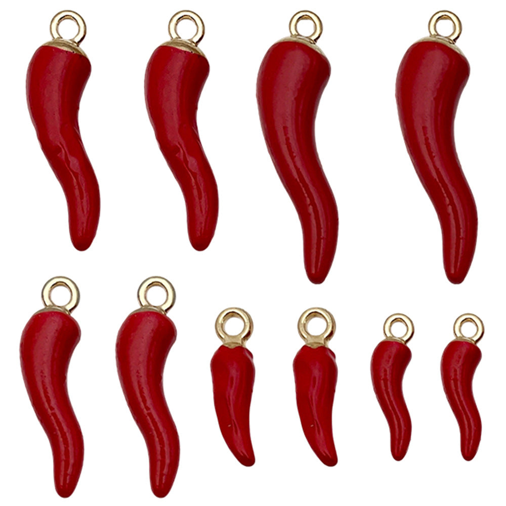 Enamel Zinc Alloy 3D Red Chili Pepper Charm Pendant for Hair Accessories and Keychains