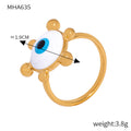 Gold Hammered Evil Eye Hoop Earrings And Beaded Eye Rings view 10