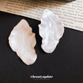 Oversized White Textured Irregular Leaf Stud Earrings view 4