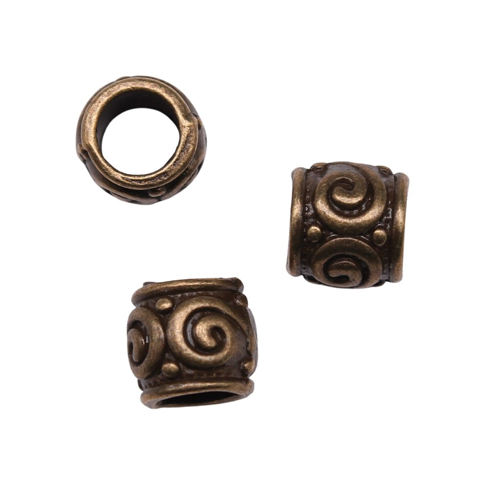 9x9x8mm 1.4g Zinc Alloy Roman Pattern Large Hole Spacer Beads for Bracelet Necklace DIY Jewelry