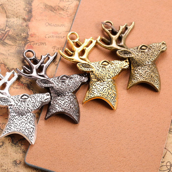 Alloy Deer Head Charm Pendant 50x43mm Christmas Reindeer Style