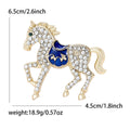 Gold Rhinestone Horse Brooch with Enamel Saddle Red or Blue view 7