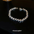 Silver Tone Interlocking Heart Crystal Link Bracelet view 2