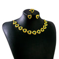 Gold Heart Crystal Necklace Earring Ring Jewelry Set view 5