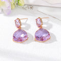 Gold Tone Fan Shape Faceted Crystal Drop Stud Earrings view 6