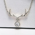 Antler Pendant Necklace with Clear Round Drop in Three Tones view 6