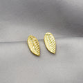Gold Leaf Stud Earrings Mini Textured Metal Leaf Posts view 2