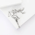 Silver Tone Leaping Deer Brooch With Shell Effect Body view 4