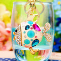 Jeweled Pufferfish Keychains in White Pink Blue and Purple view 4