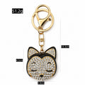 Rhinestone Fox Face Keychain Enamel Metal Bag Charm view 2