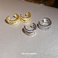 Triple Band Crystal Clip On Ear Cuffs in Two Finishes view 2