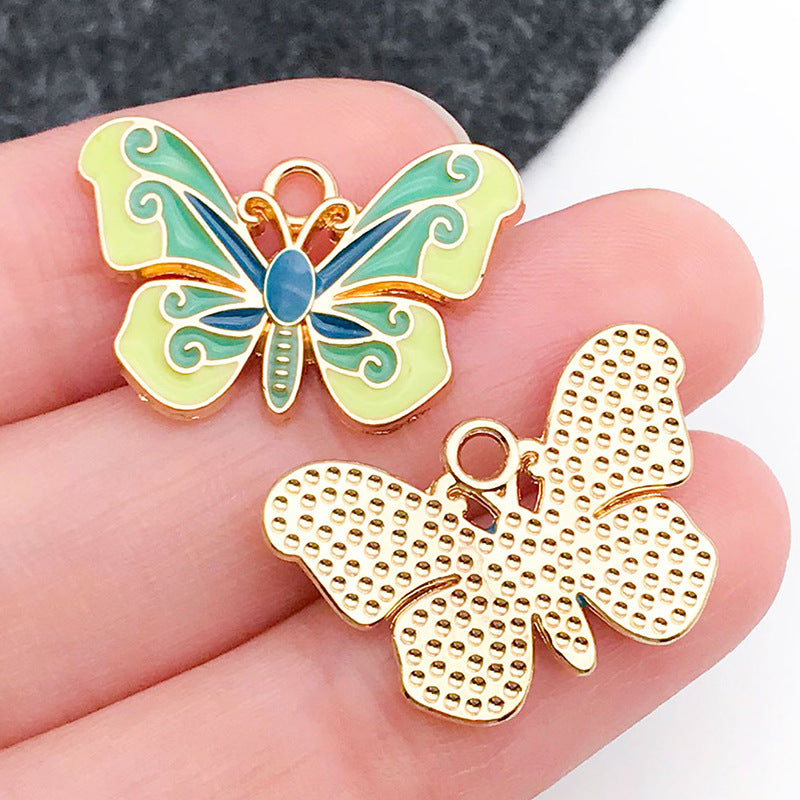 Two Tone Enamel Zinc Alloy Butterfly Charm Pendant for DIY Necklace Bracelet Jewelry Making