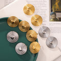 Round Concentric Heart Center Stud Earrings Gold Or Steel view 2
