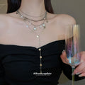 Multi Layer Shell Conch Sequin Disc Chain Necklace Four Piece view 3