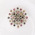 Multicolor Crystal Floral Burst Brooch With Silver Tone Frame view 5