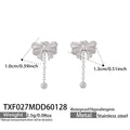 Bow Heart Drop Necklace And Bow Ball Drop Stud Earrings view 8