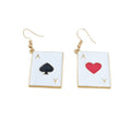 Gold Tone Enamel Playing Card Hook Earrings in Three Designs view 5