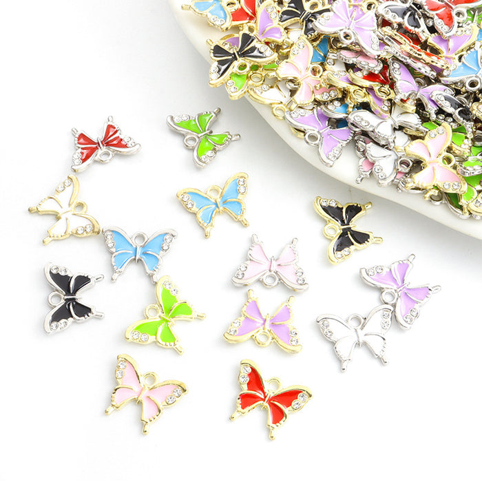 Crystal Enamel Butterfly Charms in Seven Colors and Two Tones