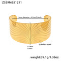Gold Steel Wide Sunburst Cuff And Textured Hinge Bangles view 7