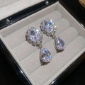 Clear Crystal Oval and Teardrop Statement Stud Earrings view 6