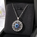 Gold and Silver Tone Round Openwork Evil Eye Pendant Necklaces view 8
