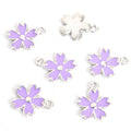 Five Petal Enamel Flower Charms in Six Colors and Two Metal Tones view 11