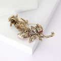Crystal Rose Stem Brooch with Faceted Petals Decorative Clothing Pin view 3