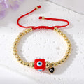 Gold Tone Beaded Cord Evil Eye Adjustable Bracelets in Seven Styles view 9