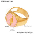 Classical Relief Enamel Rings in Pink Black and Blue view 6