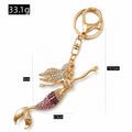 Gold Rhinestone Mermaid Keychain Metal Ocean Bag Charm view 2