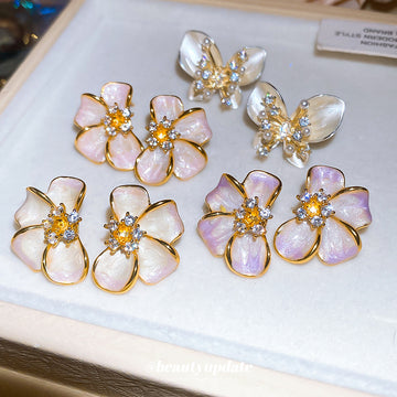 Pastel Petal Butterfly Stud Earrings in Four Colorways