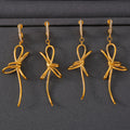Bow Knot Drop Earrings Rhinestone Huggie Titanium Steel Gold view 2