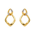 Gold Dual Linked Geometric Pave Crystal Drop Earrings view 5
