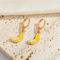Gold Tone Enamel Fruit and Dinosaur Huggie Drop Earrings in Seven Designs view 6