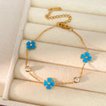 Gold Cable Chain Enamel Flower Bracelet Four Colorways view 6