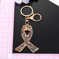 Clear Resin Pressed Flower Ankh Cross Split Ring Keychains in Five Designs view 5