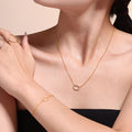 Oval Zircon Circle Necklace Bracelet Ring Titanium Steel view 4