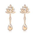 Gold Tone Silver Tone Champagne Flower Teardrop Tassel Crystal Four Designs Metal Dangle view 1