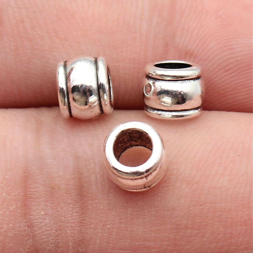7.2x7.2x5.8mm 0.77g Antique Silver Zinc Alloy Large Hole Spacer Beads for DIY Bracelet Necklace Jewelry Making