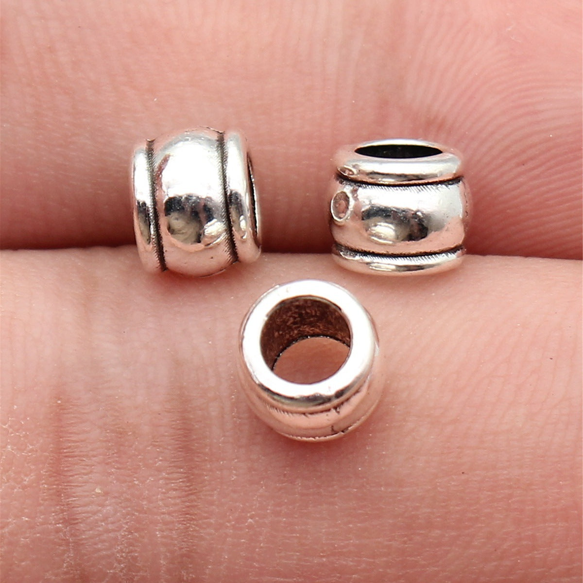 7.2x7.2x5.8mm 0.77g Antique Silver Zinc Alloy Large Hole Spacer Beads for DIY Bracelet Necklace Jewelry Making