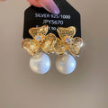 Crystal Flower Stud Earrings With White Pearl Drops view 7