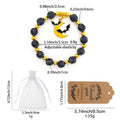 Black Bead Moon Bat Charm Stretch Bracelet Gold Accents view 3